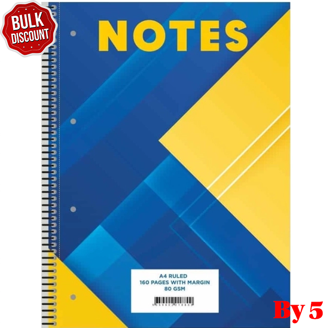 BULK DISCOUNT: PACK OF 5 Refill Pad - A4 Lined Wire Bound Pad - (Notes)